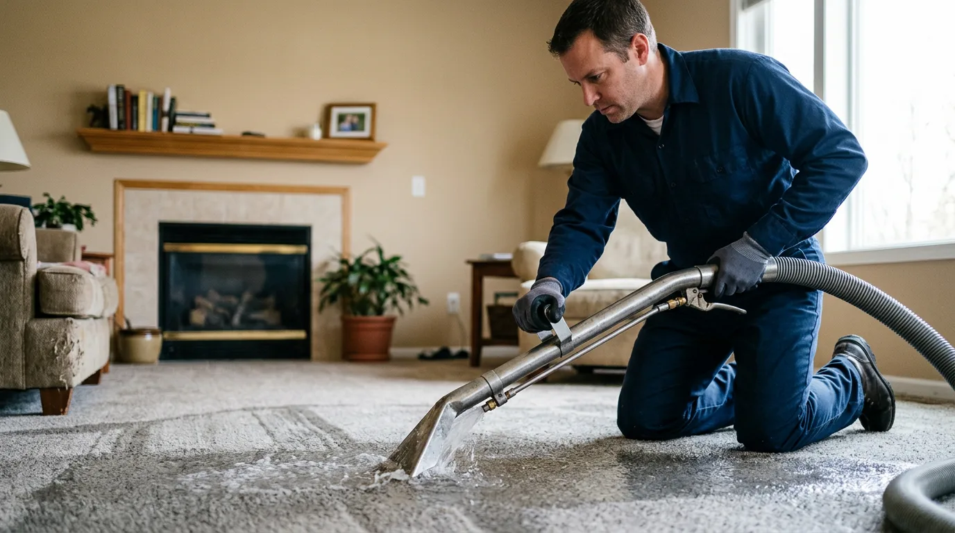 Water damage restoration technician working near Needles, CA